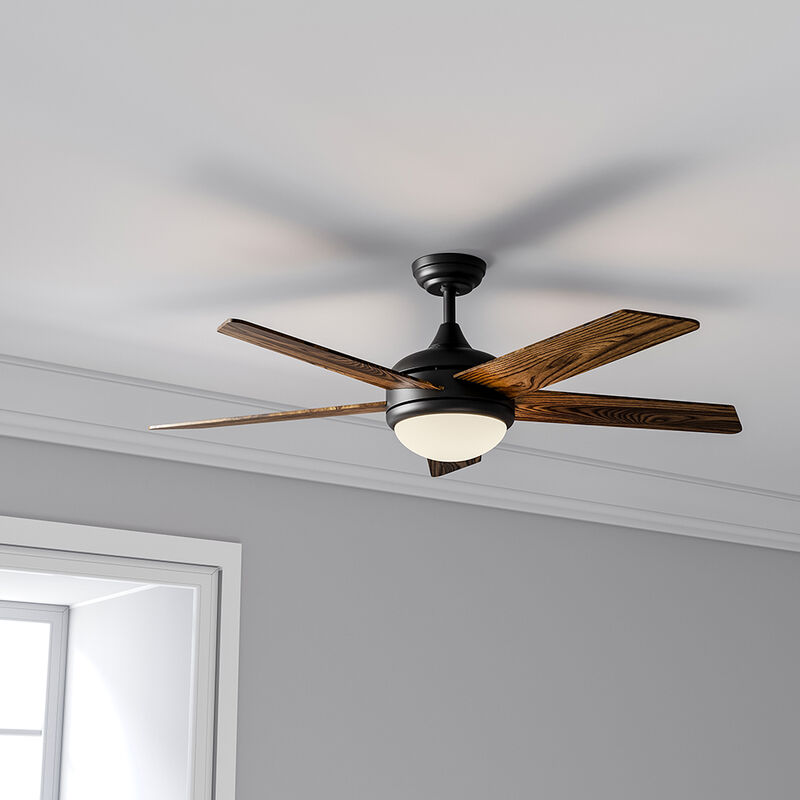 Rustic Wooden 52 Inch LED Ceiling Fan with LED Light Kit, 5 Blades