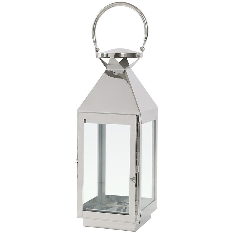 Silver Chrome Candle Lantern Glass Tealight Holder with Stainles Steel Handle UK 