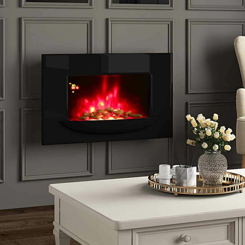 Wall Mount Electric Fireplace LED 7 Flame Colours Fire Heater