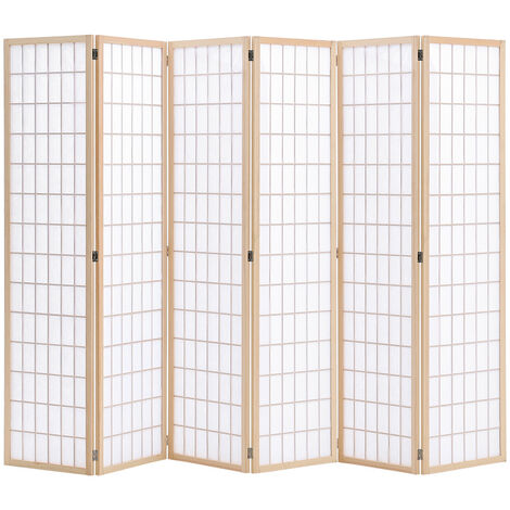 6 Panel Solid Wood Folding Room Divider Privacy Screen