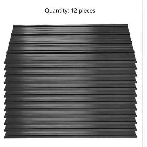 Black Set of 12 Steel Corrugated Panels