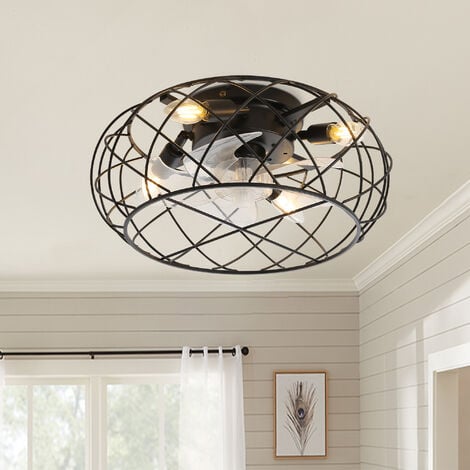 Black Cage Indoor Ceiling Fan Light