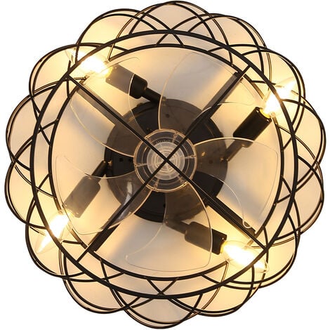 Black Cage Indoor Ceiling Fan Light