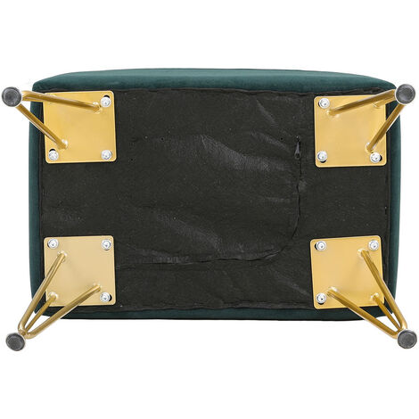Green Soft Channel Velvet Stool with Gold Legs