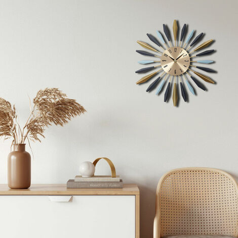 Large Metal Starburst Decorative Wall Clock