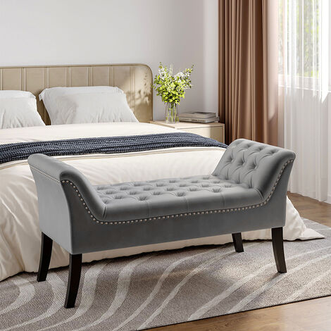 Black velvet deals tufted bench