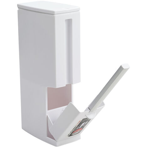 Slim Plastic Trash Can with Toilet Brush Set