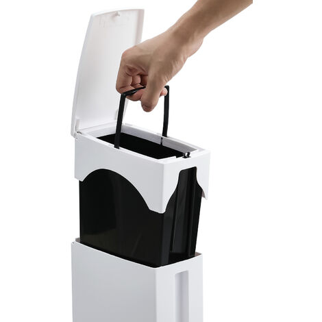 Slim Plastic Trash Can with Toilet Brush Set