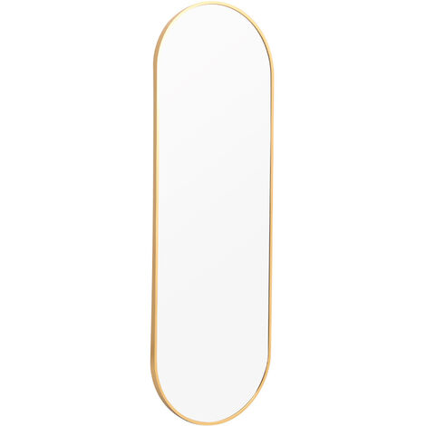 Modern Oval Metal Full Length Wall Mirror Gold