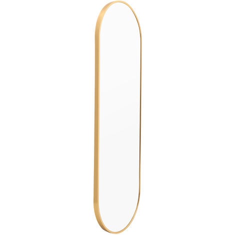 Modern Oval Metal Full Length Wall Mirror Gold