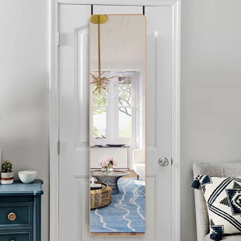 Full Length Mirror with Rounded Corners Door Hanging Gold Large Mirror