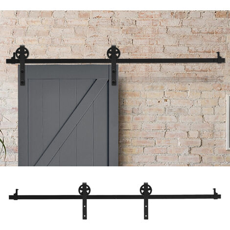 Rustic Barn Door Hardware Kit with Wheel Rollers 6.6ft