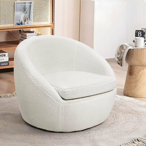 White 71cm Upholstered Swivel Chair