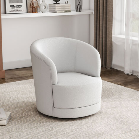 White 81cm Upholstered Swivel Chair