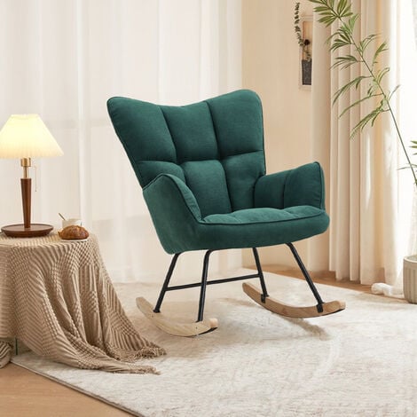 Best choice products tufted upholstered wingback rocking accent deals chair