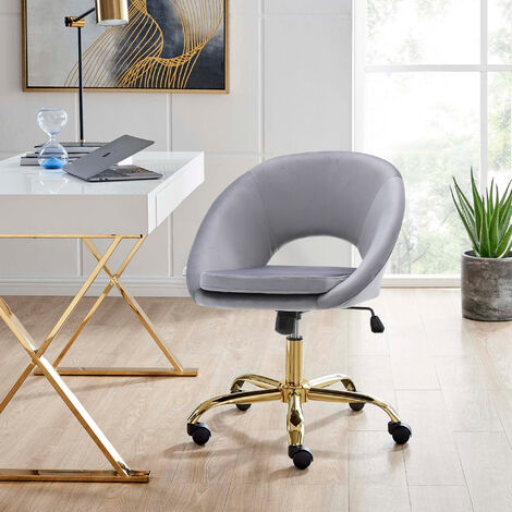 Velvet Swivel Office Chair Height Adjustable For Home Office   108098948 2 