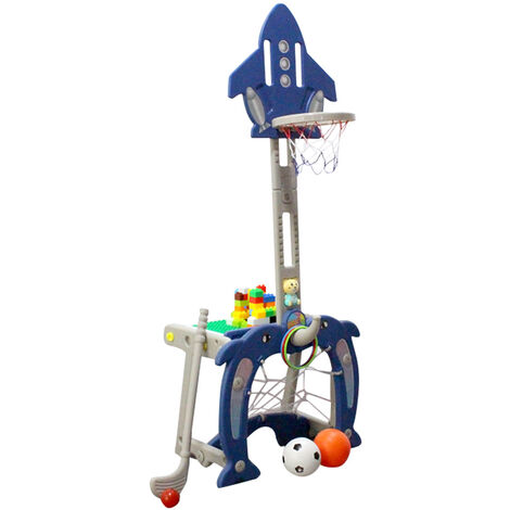 Blue Basketball Golf Ring Toss Activity Centre for Toddlers