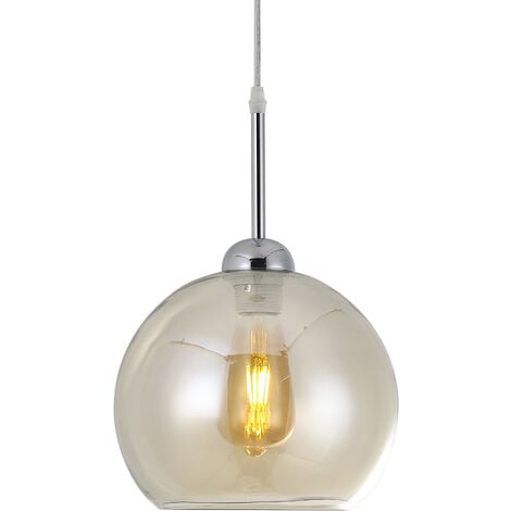 1 Light Globe Hanging Ceiling Light With Glass Lampshade