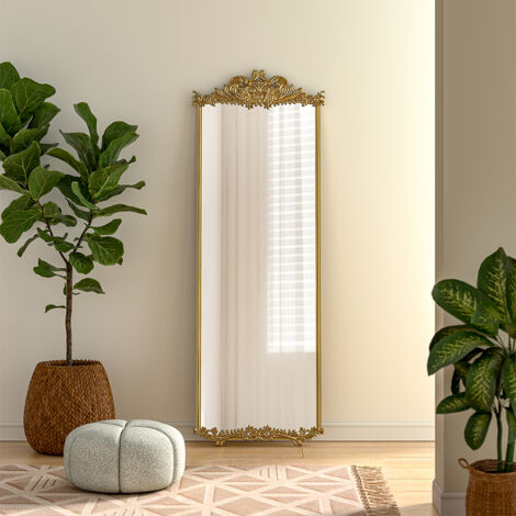 Antique Gold Metal Ornate Full Length Mirror
