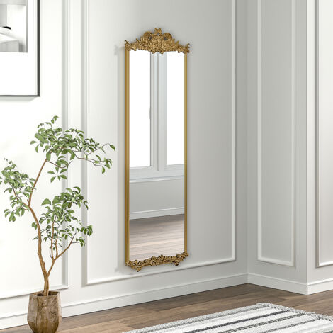Antique Gold Metal Ornate Full Length Mirror