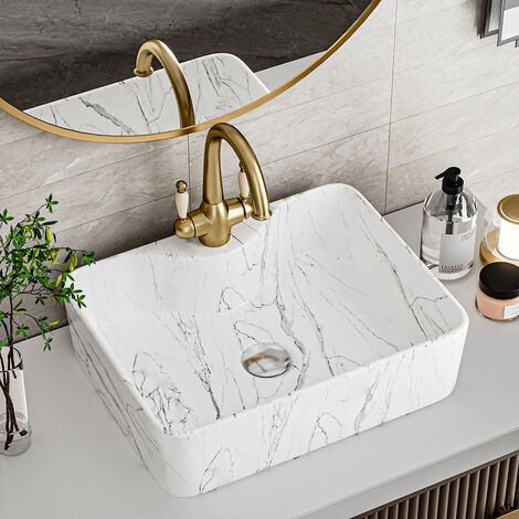 Rectangular Marble Vessle Sink Ceramic