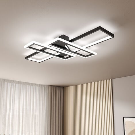 Geometric Black Frame LED Ceiling Light 90x60