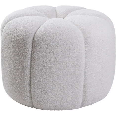 Round Shape Teddy Fabric Footstool