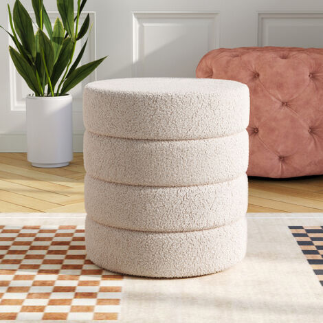 Round fabric ottoman sales