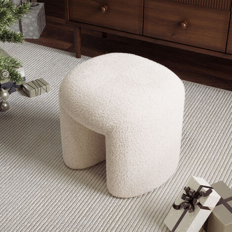 Modern Teddy Bear Fur Upholstered Ottoman