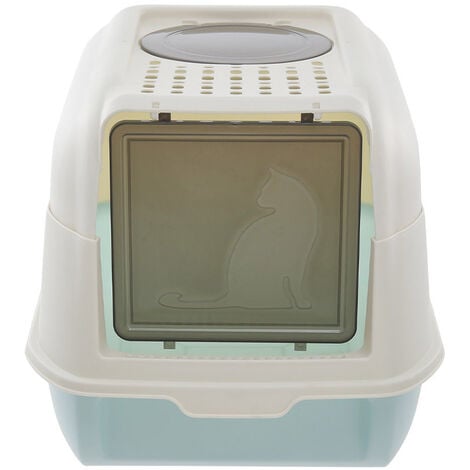 Large Hooded Top Entry Cat Litter Box with Scoop