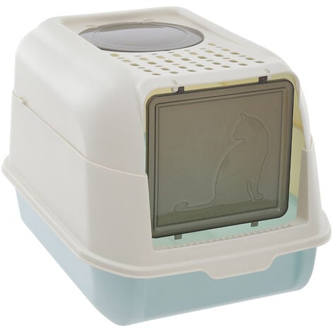 Large Hooded Top Entry Cat Litter Box with Scoop