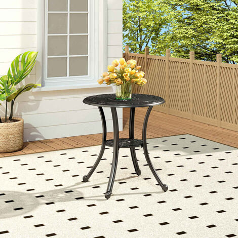 Cast Aluminum Patio Dining Table with Umbrella Hole