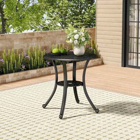 Cast Aluminum Patio Dining Table with Umbrella Hole