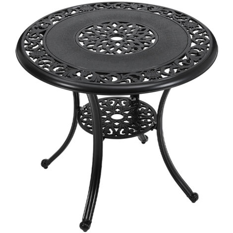 Cast Aluminum Patio Dining Table with Umbrella Hole