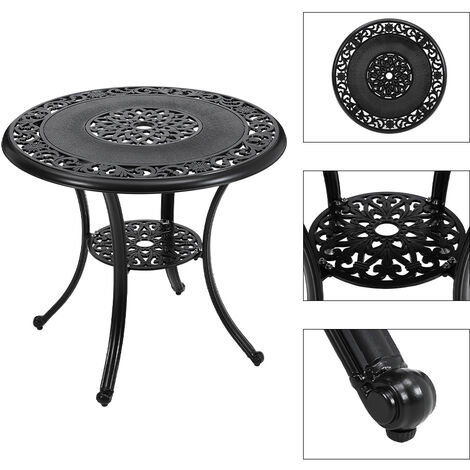 Cast Aluminum Patio Dining Table with Umbrella Hole
