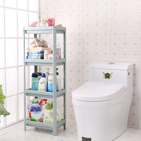 Blue 4 Layers Freestanding Plastic Corner Storage Rack (1/5)