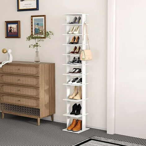 White 10 Tier Household Space Saving Shoe Rack (1/5)