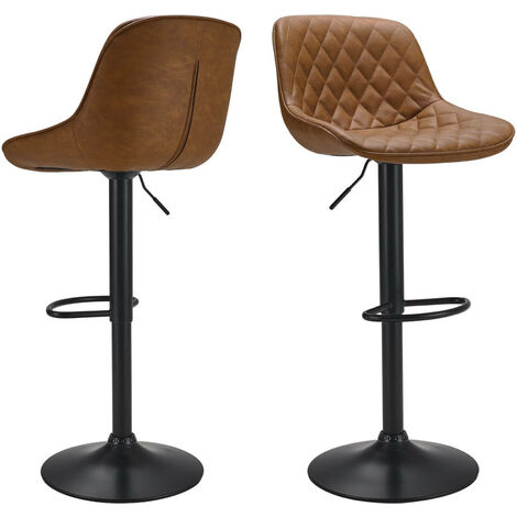Set of 2 PU Leather Counter Swivel Height Bar Stools for Pub Dining Room