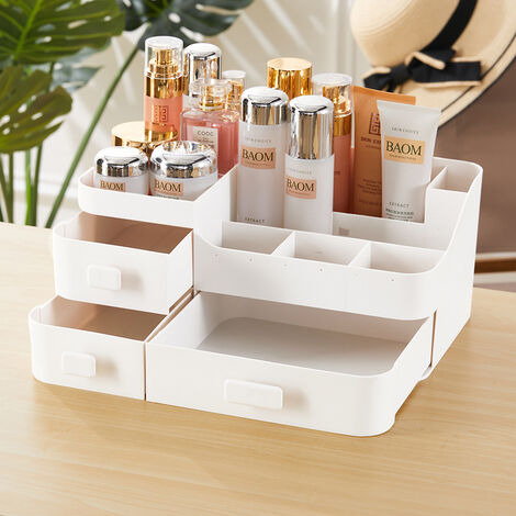 White Cosmetics And Jewelry Storage Box with 3 Drawers (1/5)
