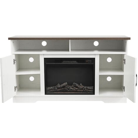 Recessed Electric Fireplace TV Stand with Timer and Remote