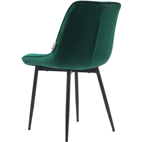 Green 2 Pcs Velvet Upholstered Dining Chairs with Metal Legs