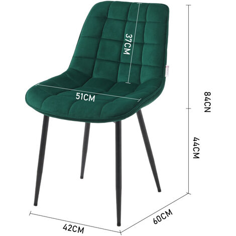 Green 2 Pcs Velvet Upholstered Dining Chairs with Metal Legs