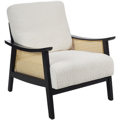 Mid Century Rattan Teddy Bear Fur Armchair