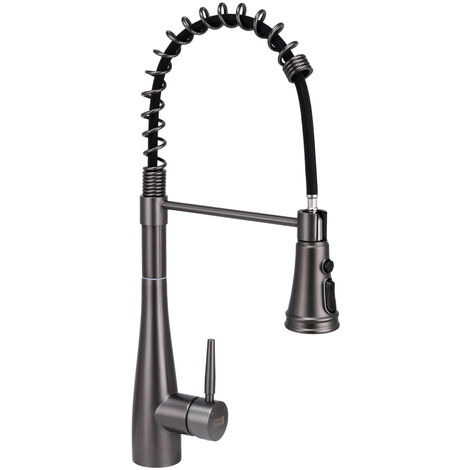Prerinse Pull Down Swivel Kitchen Faucet,Grey
