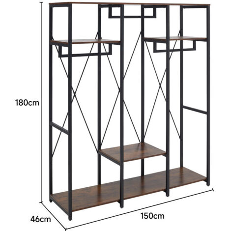 Large Freestanding Clothing Rack with Storage Shelves