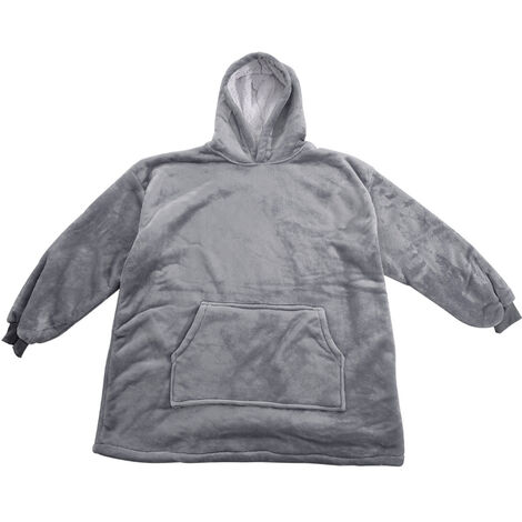 Grey Sherpa Flannel Oversized Hoodie Blanket
