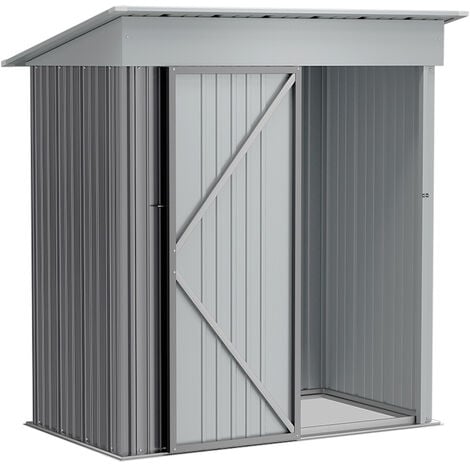 Grey Outdoor Metal Storage Shed with Lockable Door