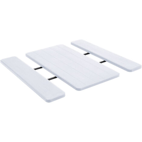 White Foldable Picnic Table and Bench Set with Parasol Hole