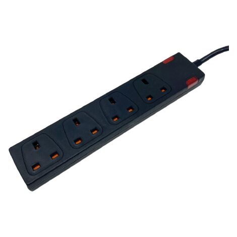 4 Way Socket with Cable 3G1.25, 5M, Black, with Indicate Light, Child ...