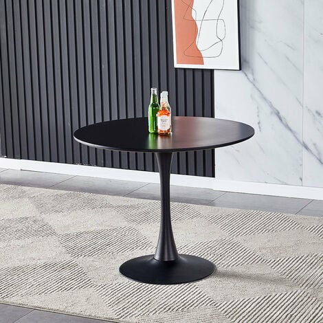 Modern Round Minimalist Dining Table,Black